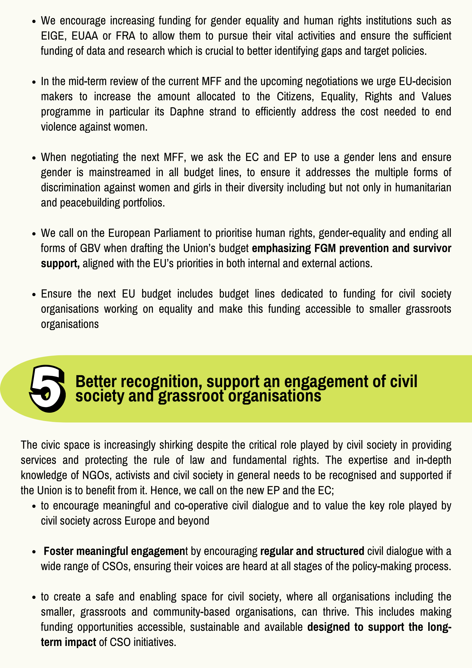 Set of recommendations for the next EU Parliament/Commission | End FGM