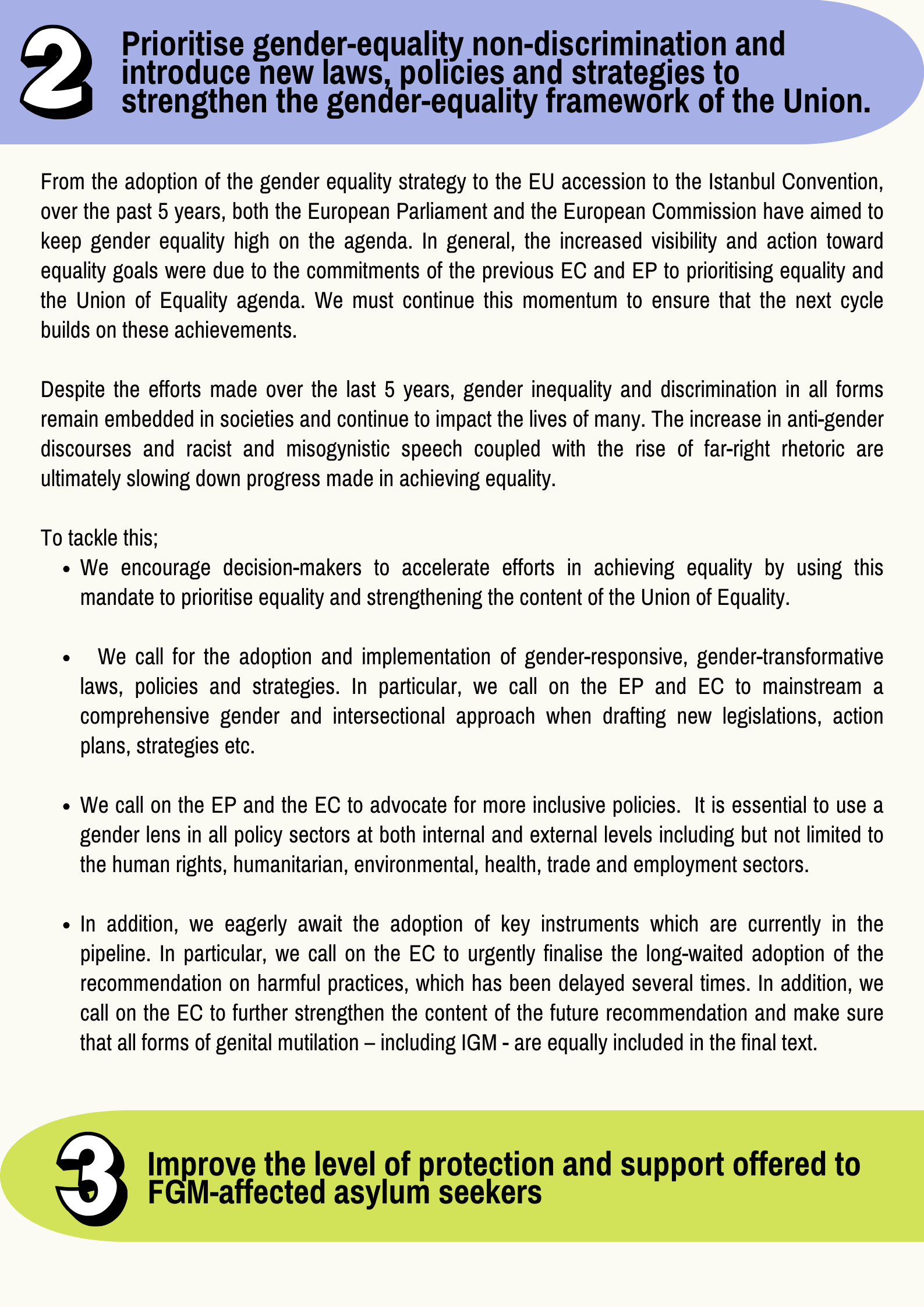 Set of recommendations for the next EU Parliament/Commission | End FGM